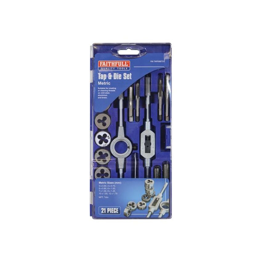 Metric Tap & Die Set of 21 Carbon Steel FAITAPDSET21