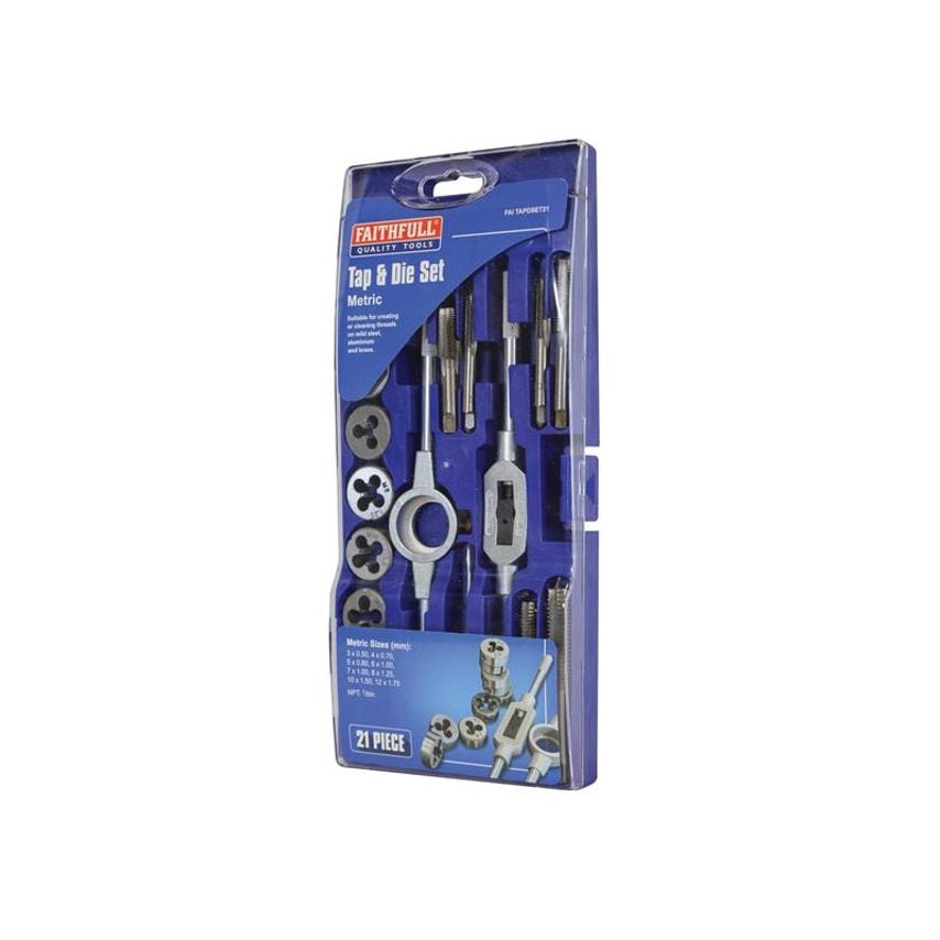 Metric Tap & Die Set of 21 Carbon Steel FAITAPDSET21