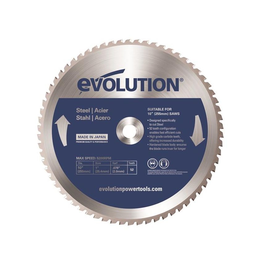 Mild Steel Cutting Mitre Saw Blade 255 x 25.4mm x 52T EVL255STEEL