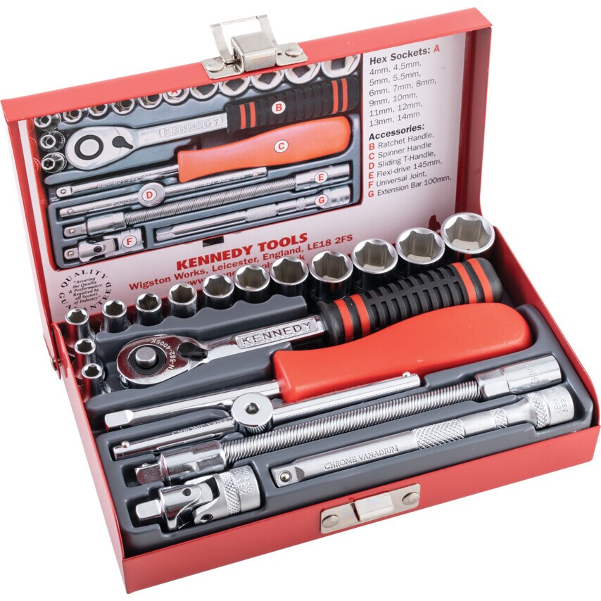 Mini mm Socket Set 1/4" Square DR 19 Piece