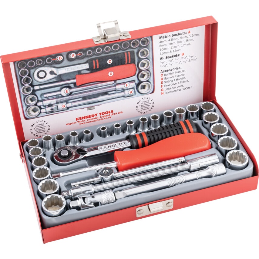 Mini mm/af Socket Set 1/4" Square DR 29 Piece