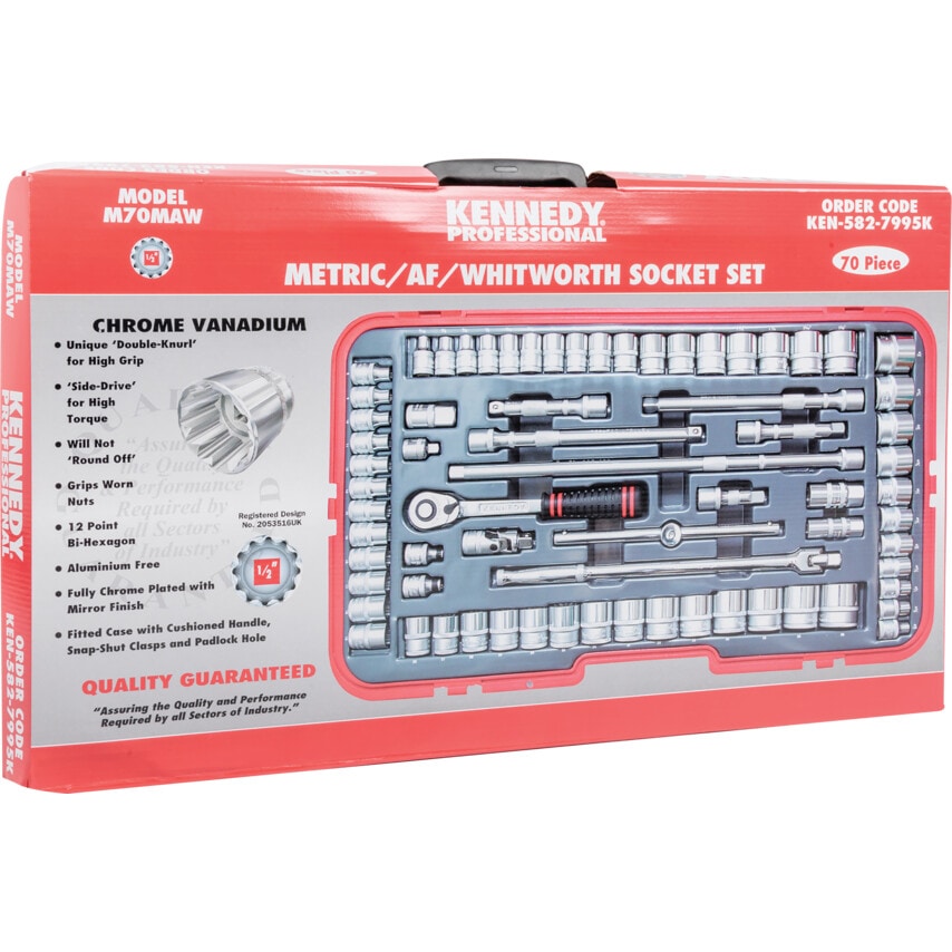 Mm/Af/Whit Socket Set 70P C 1/2" Square Drive