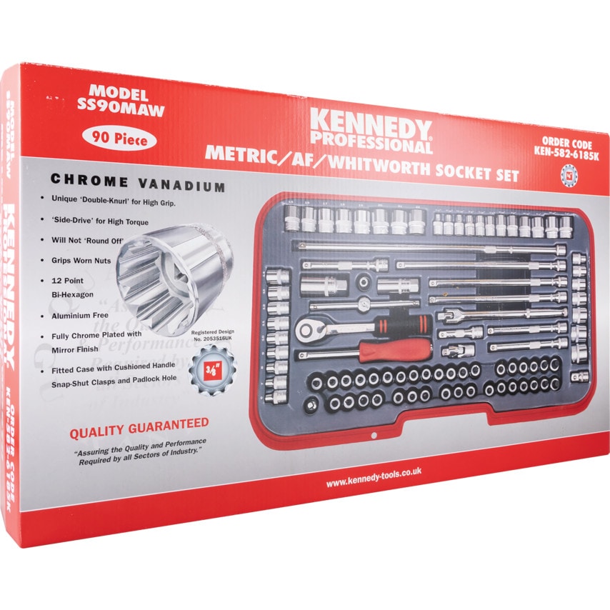 Mm/Af/Ww90 Piece 3/8" Square DR Socket Set