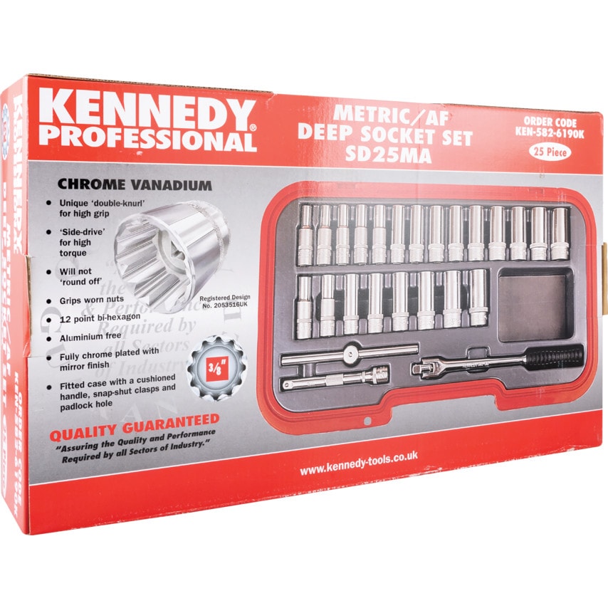Mm/af 25 Piece 3/8" Square DR Deep Socket Set