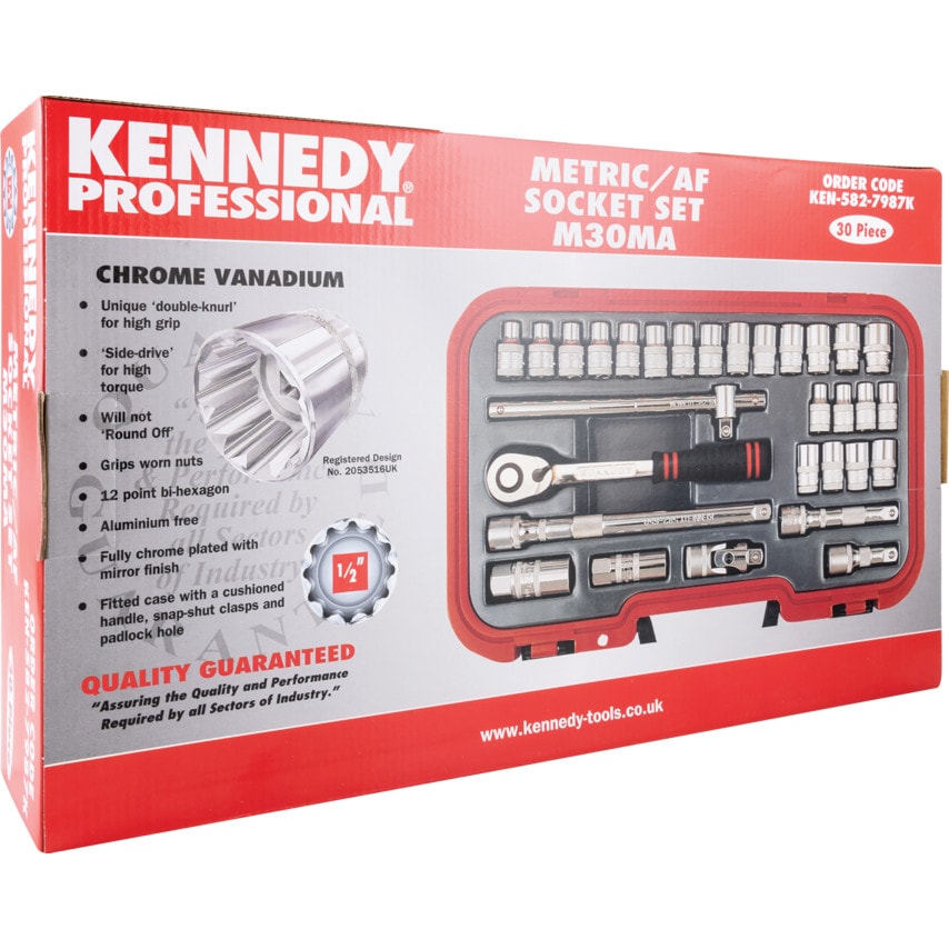 Mm/af Socket Set30 Piece 1/2" Square Drive