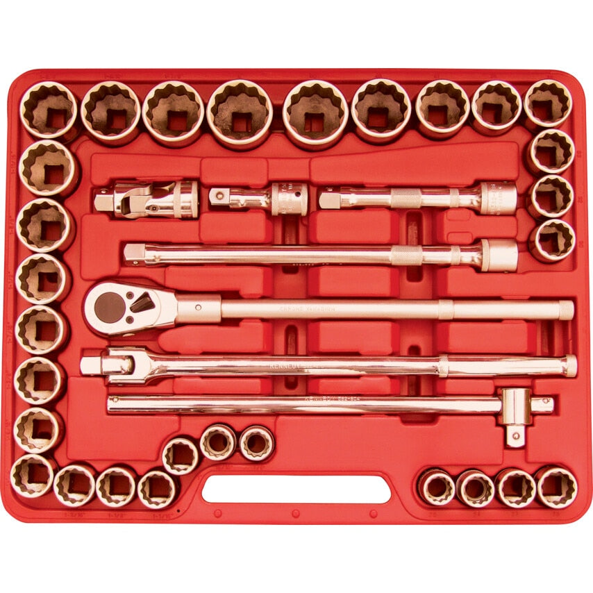 Mm/in Professional Socket Set 3/4" Square DR 36 Piece