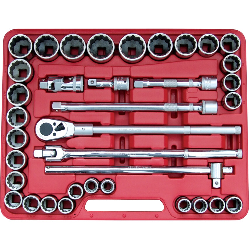 Mm/in Professional Socket Set 3/4" Square DR 36 Piece