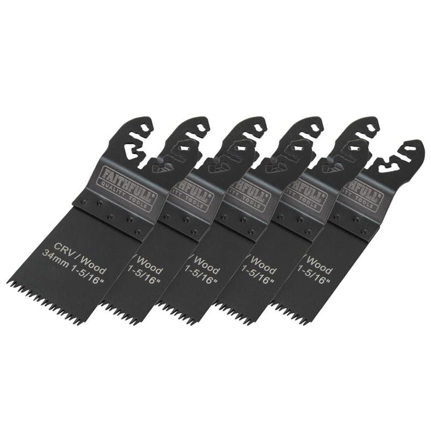 Multi-Function Tool CrV Flush Cut Wood Blade Ground Side Set 34mm (Pack 5) FAIMFW34B