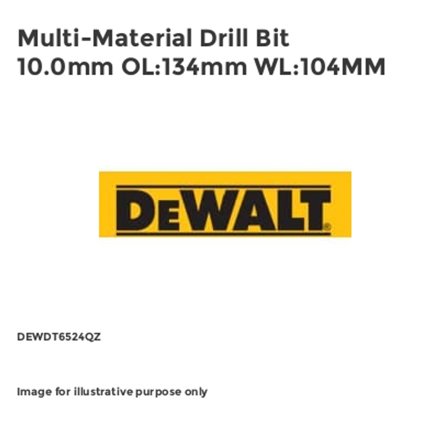 Multi-Material Drill Bit 10.0mm OL:134mm WL:104MM