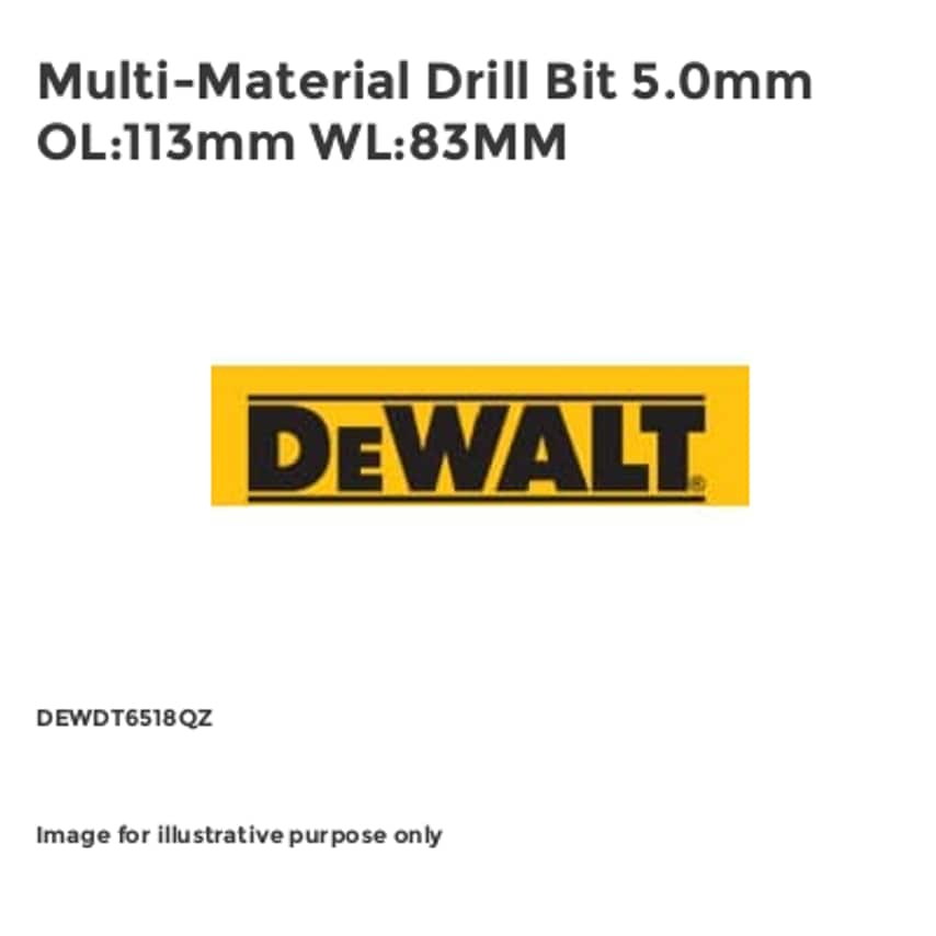 Multi-Material Drill Bit 5.0mm OL:113mm WL:83MM
