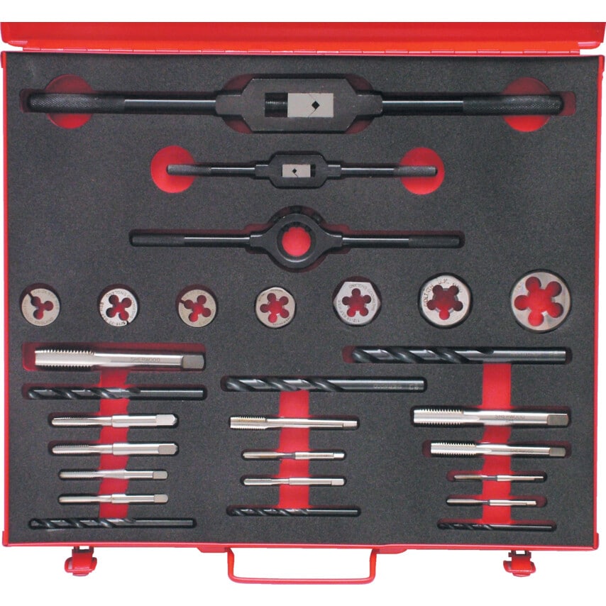 NO.10-3/4" UNF 28-Pce HSS Threading Set in Case