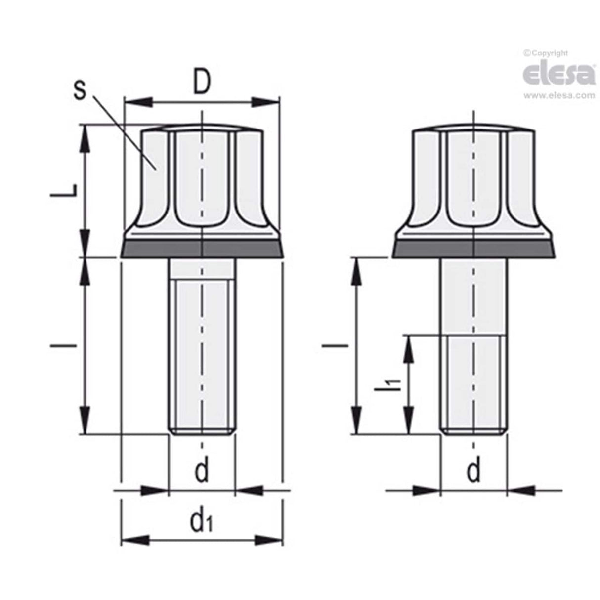 NT-HD-SST Screws and nuts for adjustable feet Stainless steel Hygienic Design Threaded screw NT-HD-SST-p-M10x30-MT-H