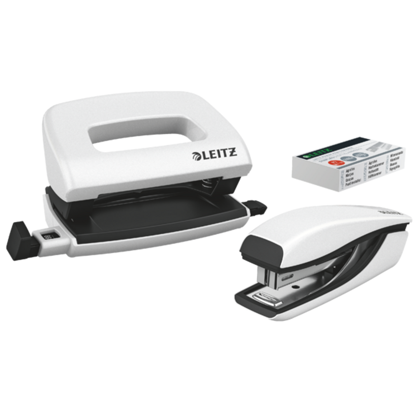 NeXXt WOW Mini Stapler and Hole Punch Set 10 Sheets. Handy Mini Version Includes Staples, In Blister Pack White
