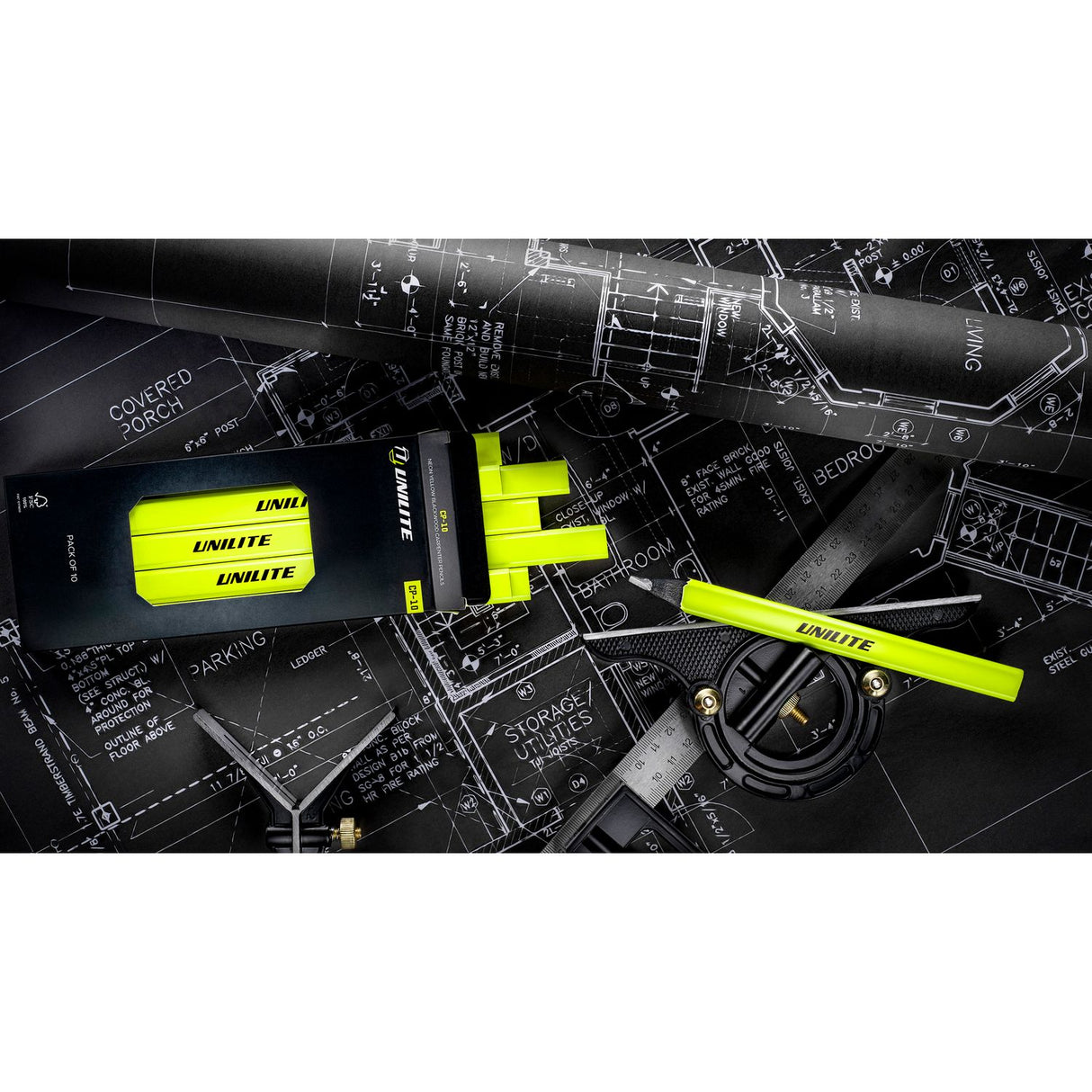 Neon Yellow Carpenters Pencils Pack of 10