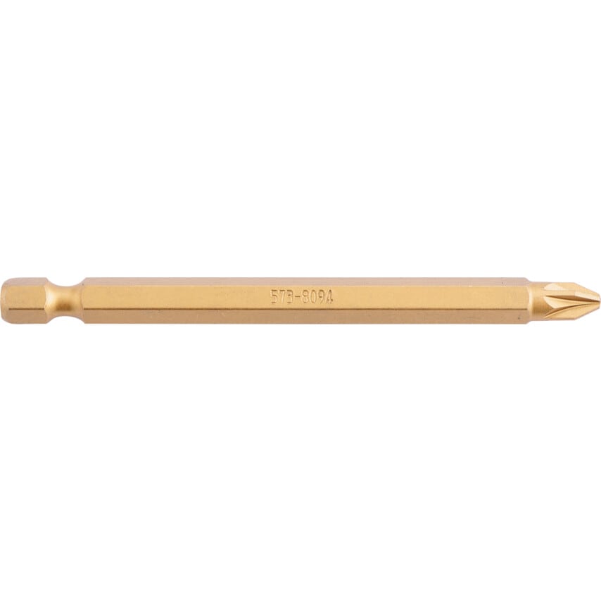No.2X90mm P/Driv Tin Coated Powerbit 1/4" Hex