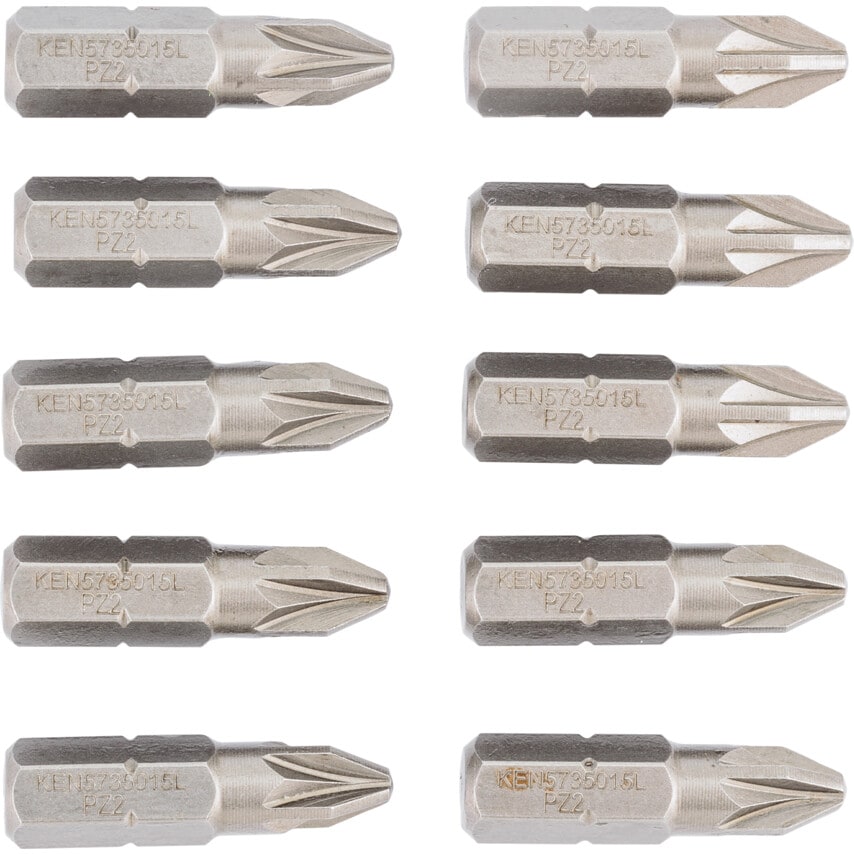 No.2x25mm Pozidriv Screwdriver Bit 1/4" Hex (PK-10)