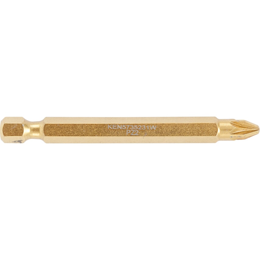 No.2x70mm Pozidriv TiN Coated Power Bit 1/4" Hex
