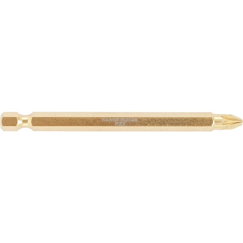No.2x90mm Pozidriv TiN Coated Power Bit 1/4" Hex