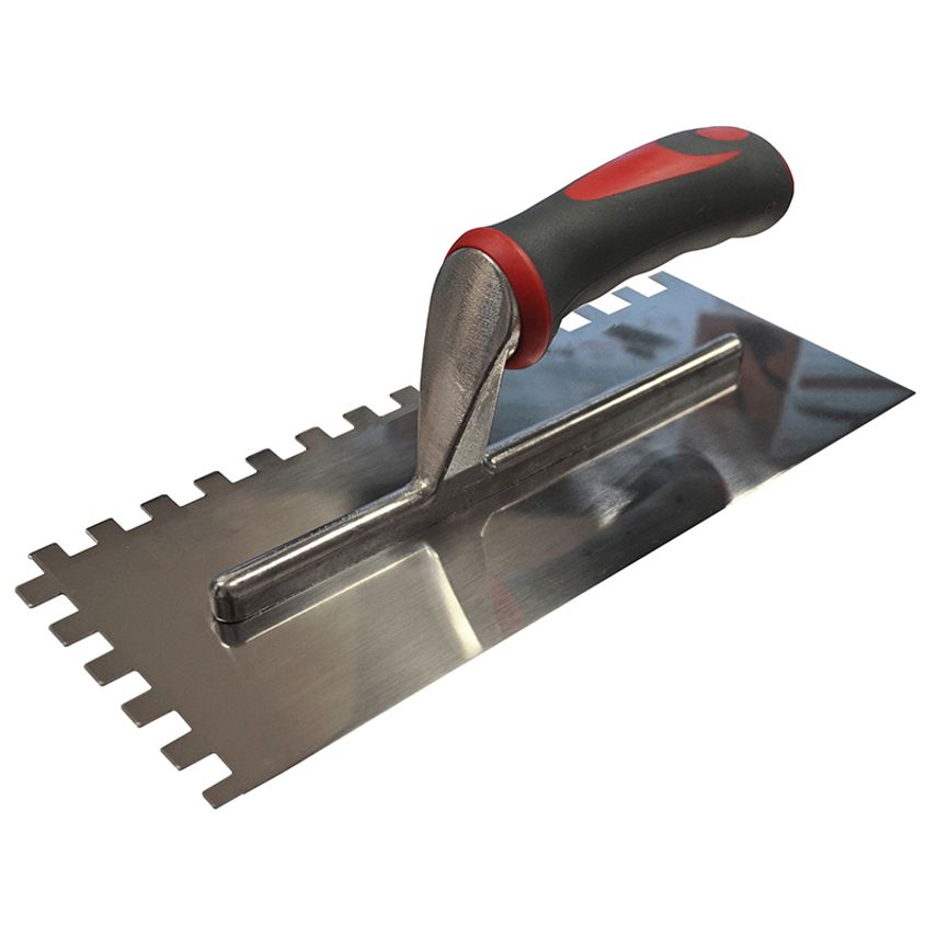 Notched Trowel Serrated 10mm Stainless Steel Soft Grip Handle 13 x 4.1/2in FAISGTNOT10S