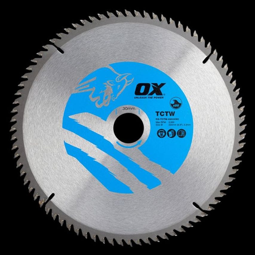 OX Wood Cutting Circular Saw Blade 235/30mm, 80 Teeth Atb OX TCTW 2353080