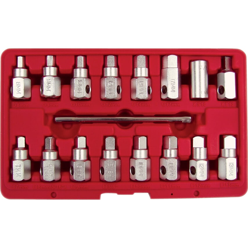 Oil Drain Plug Key Set 3/8" Square Drive (17 Piece)