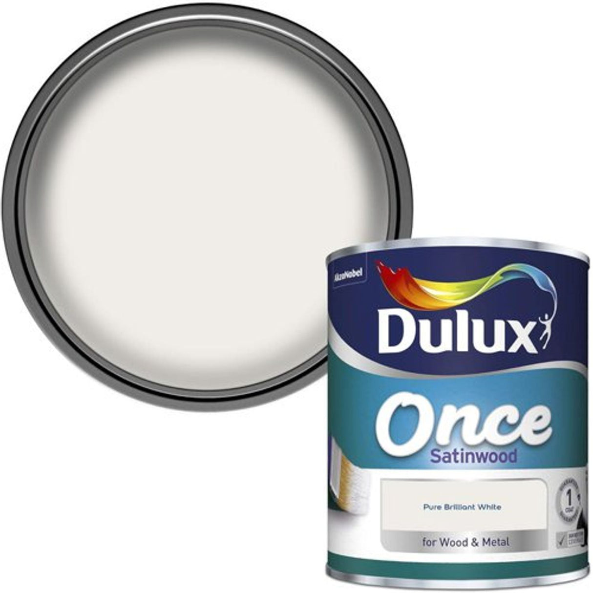 Once Satinwood Paint for Wood and Metal - Pure Brilliant White 750 ml