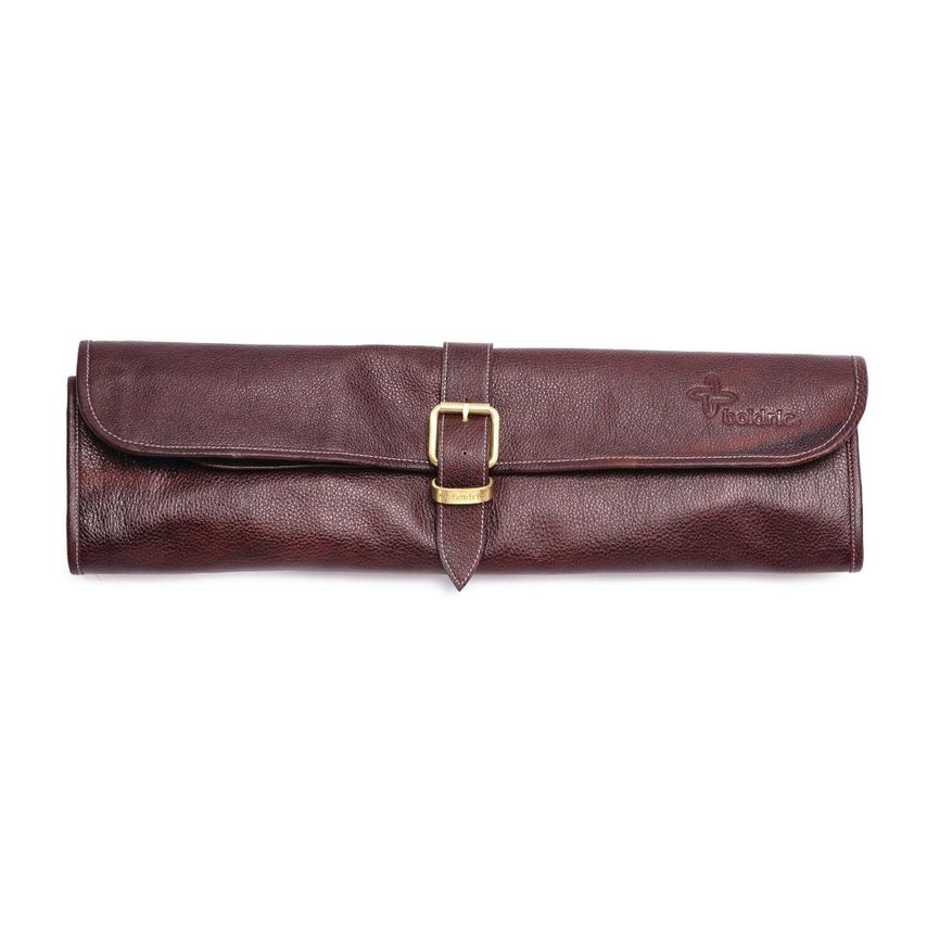 One Buckle Leather Knife Bag Brown 8 Slots