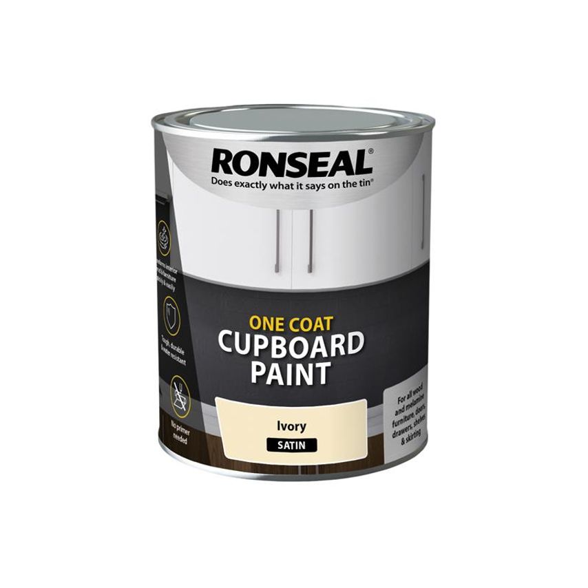 One Coat Cupboard Paint Ivory Satin 750ml RSLOCCIS750