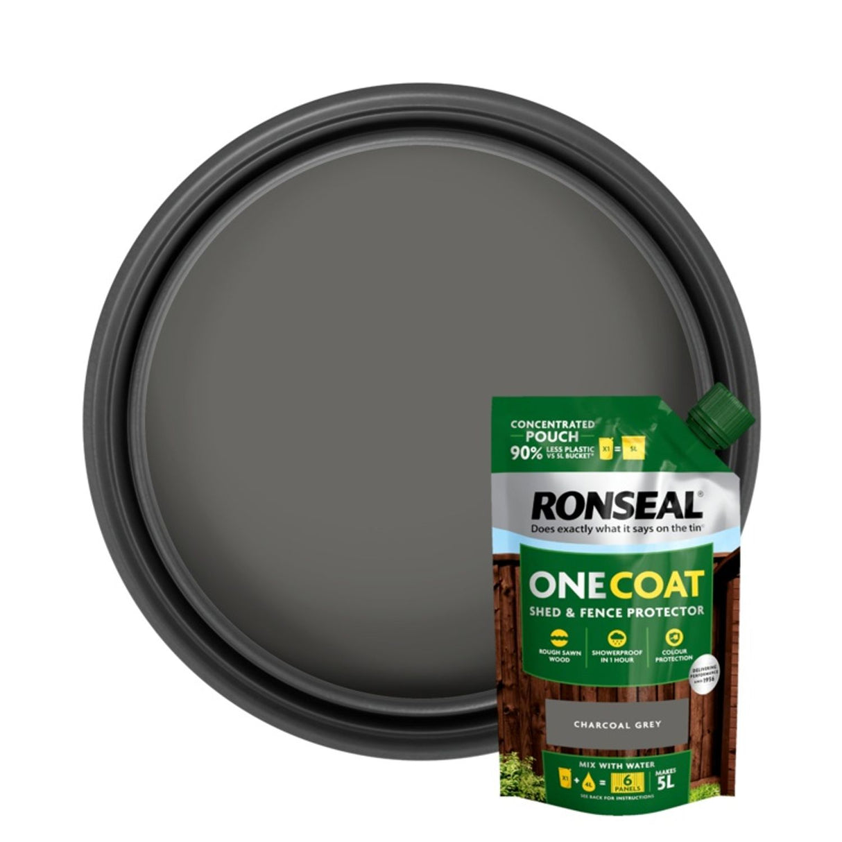 One Coat Shed & Fence Refill Pouch 950ml Charcoal Grey