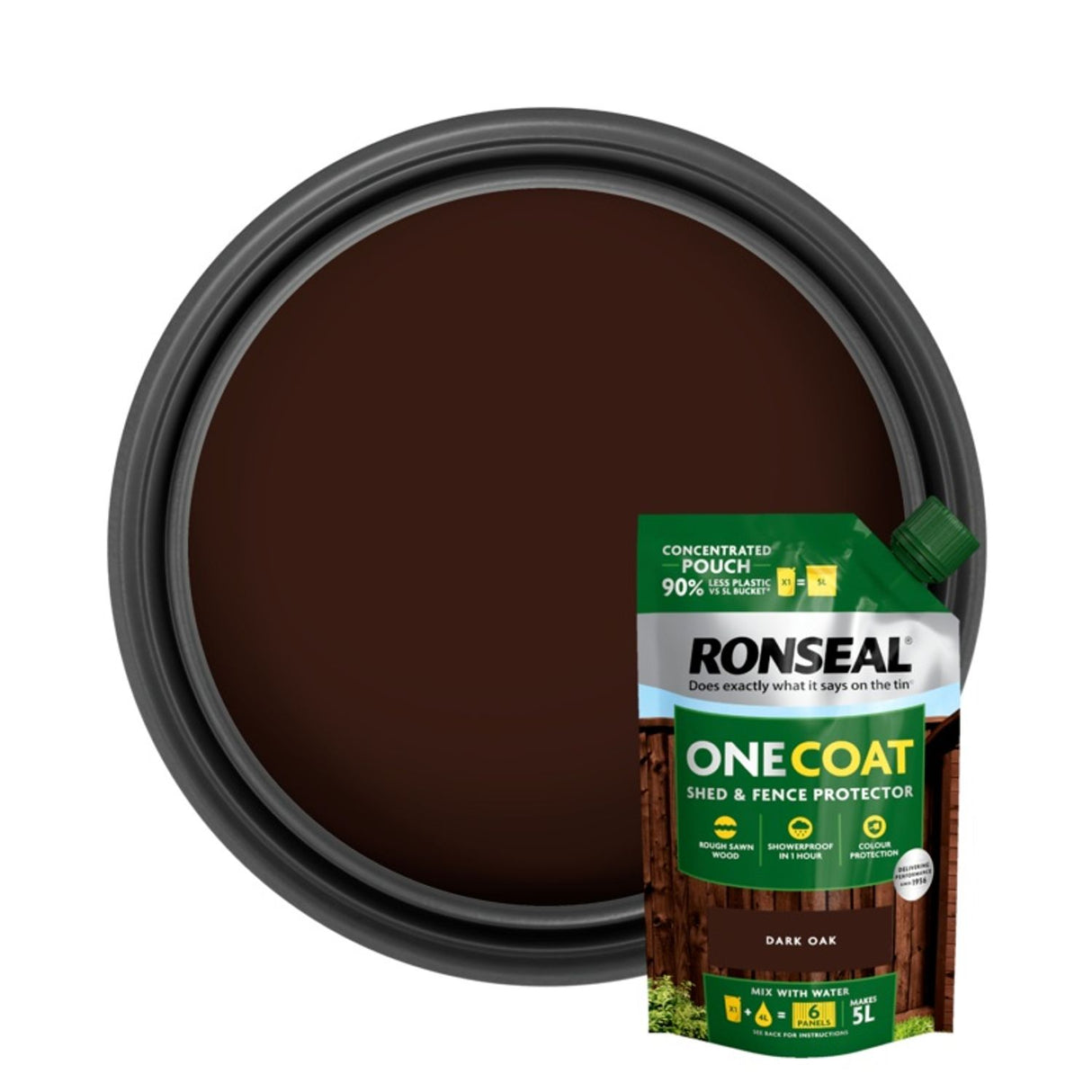 One Coat Shed & Fence Refill Pouch 950ml Dark Oak