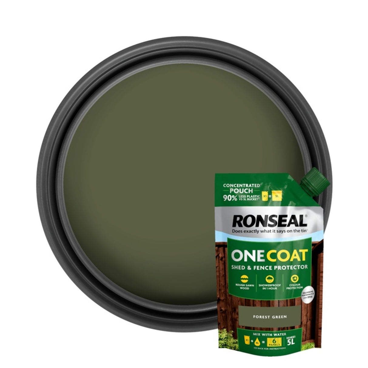 One Coat Shed & Fence Refill Pouch 950ml Forest Green