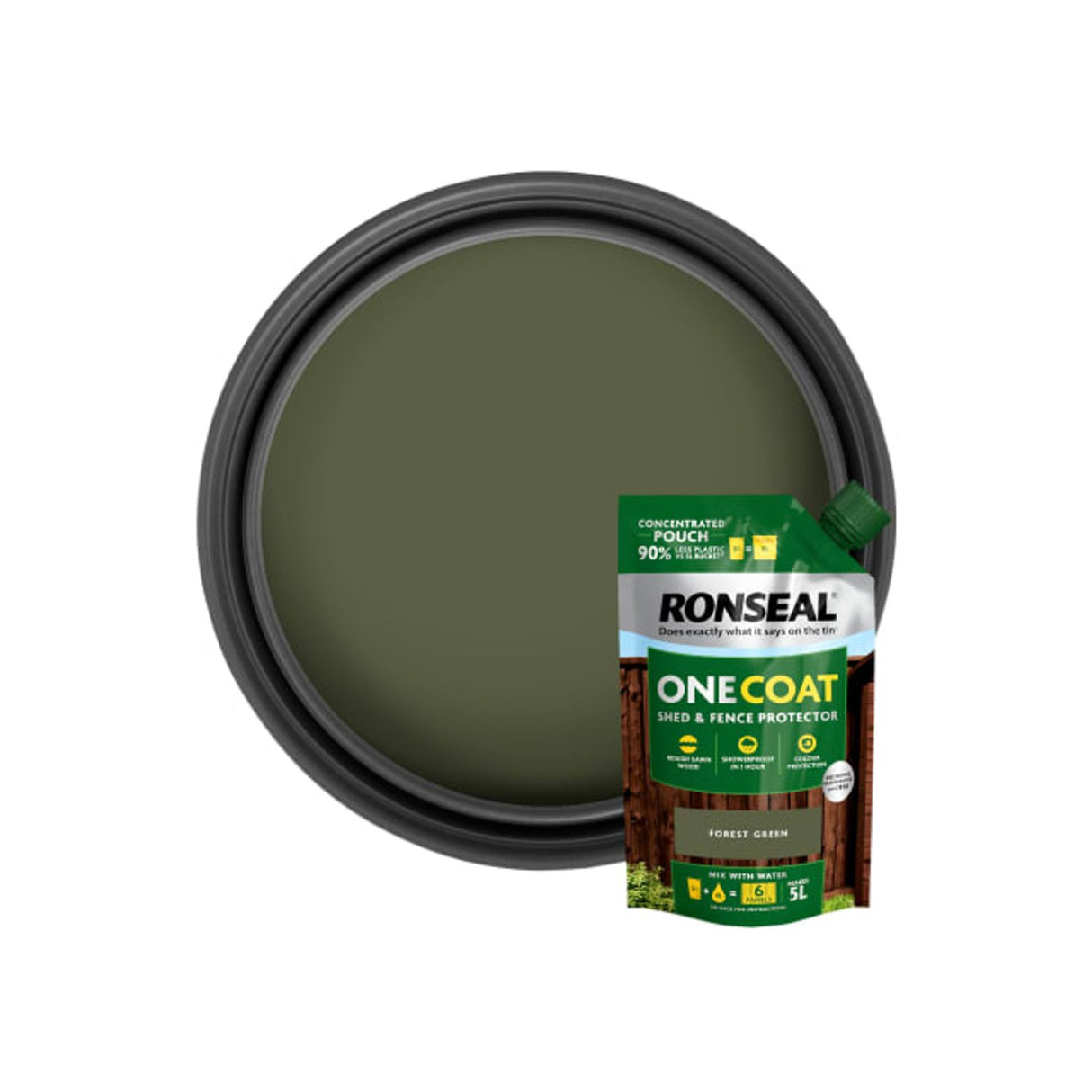 One Coat Shed and Fence Refill Pouch Forest Green - 950ml