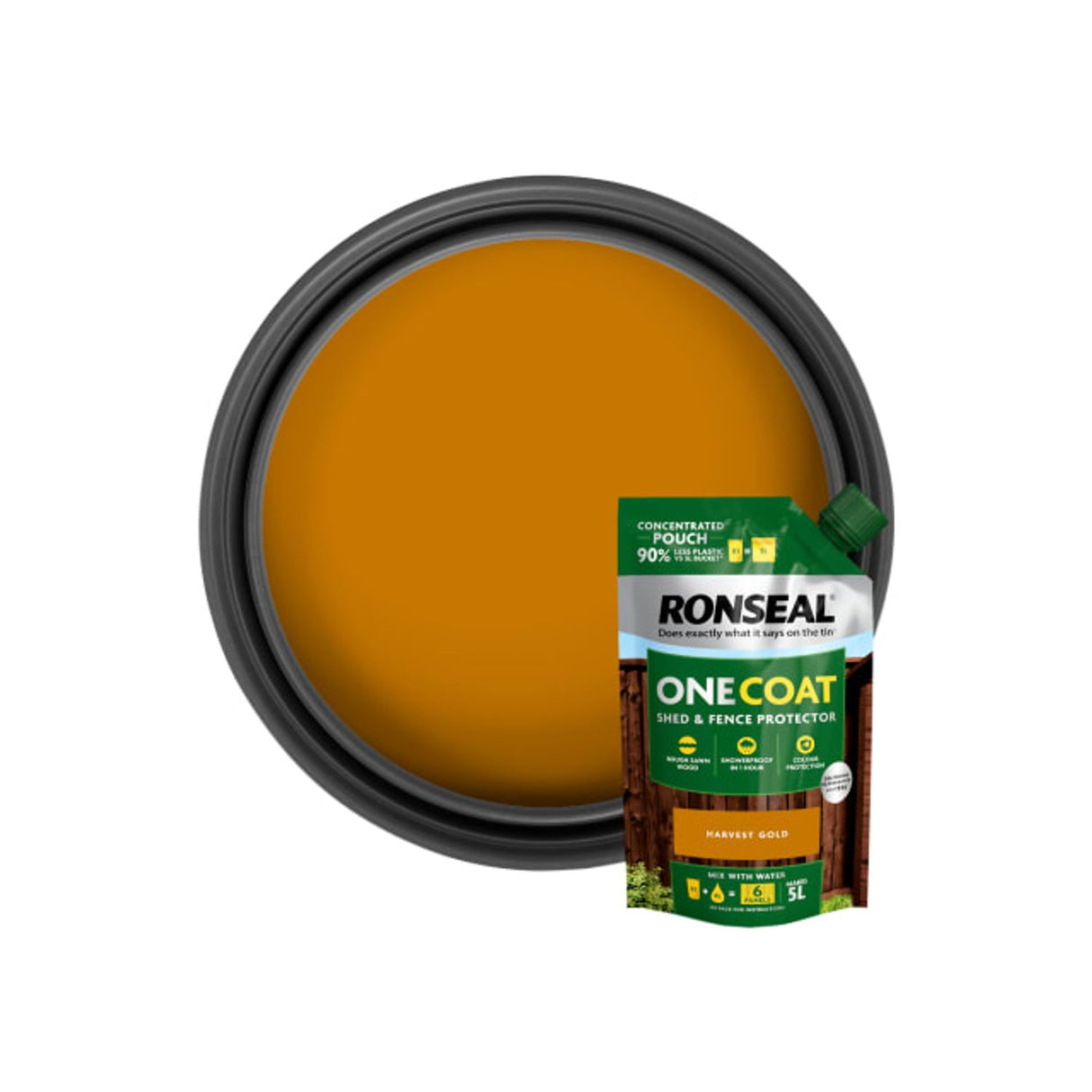 One Coat Shed and Fence Refill Pouch Harvest Gold - 950ml