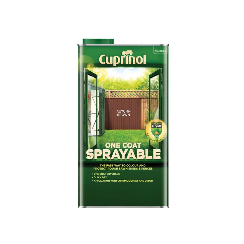 One Coat Sprayable Fence Treatment Autumn Brown 5 Litre