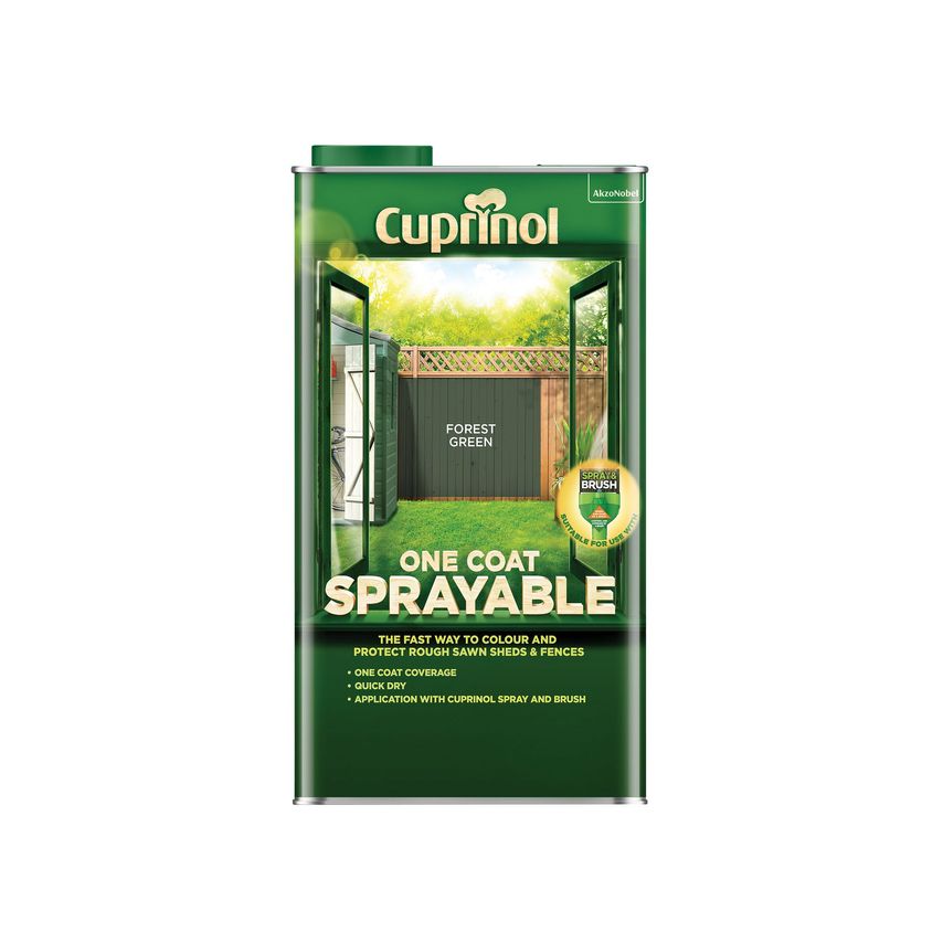 One Coat Sprayable Fence Treatment Forest Green 5 Litre