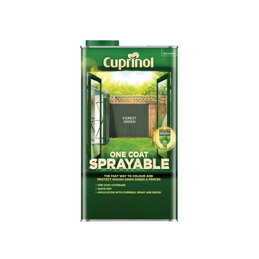 One Coat Sprayable Fence Treatment Forest Green 5 litre CUPNSFTFG5L