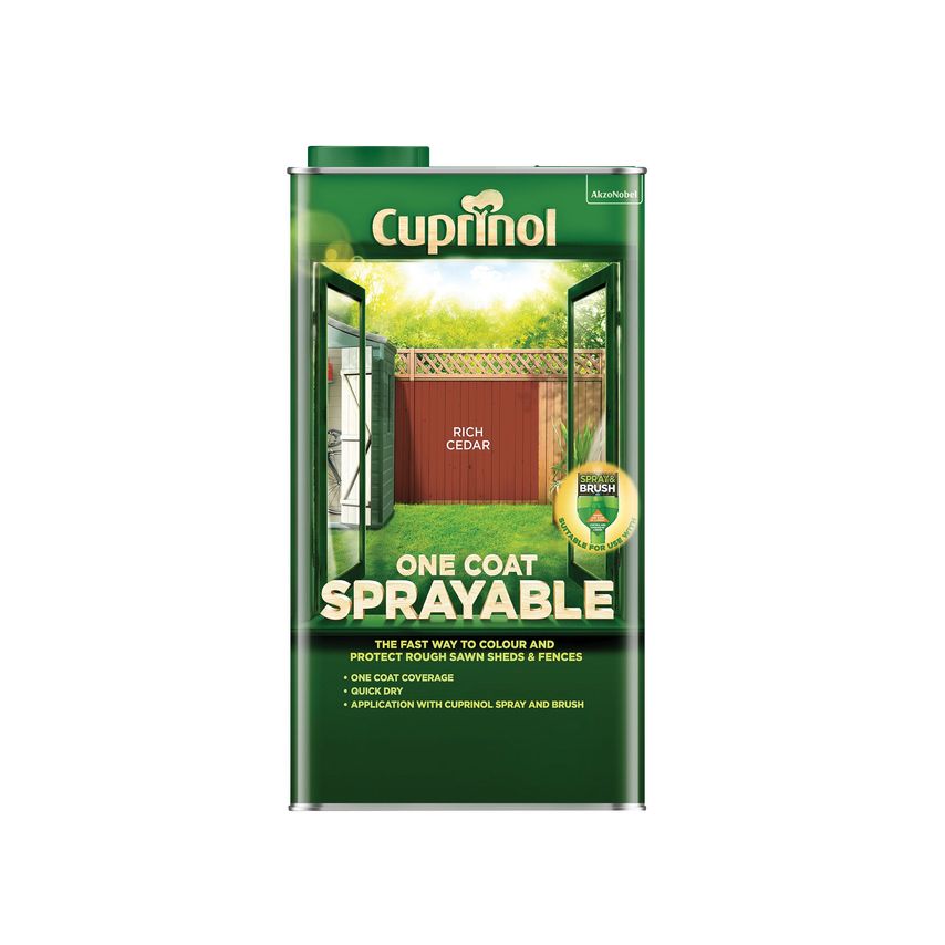 One Coat Sprayable Fence Treatment Rich Cedar 5 Litre