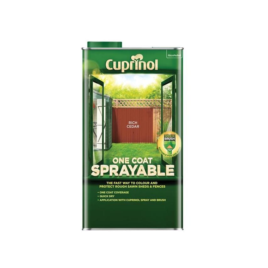 One Coat Sprayable Fence Treatment Rich Cedar 5 litre CUPNSFTRC5L