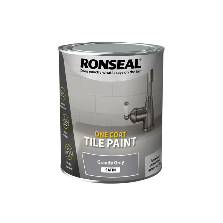 One Coat Tile Paint Granite Grey Satin 750ml RSLOCTPGS750
