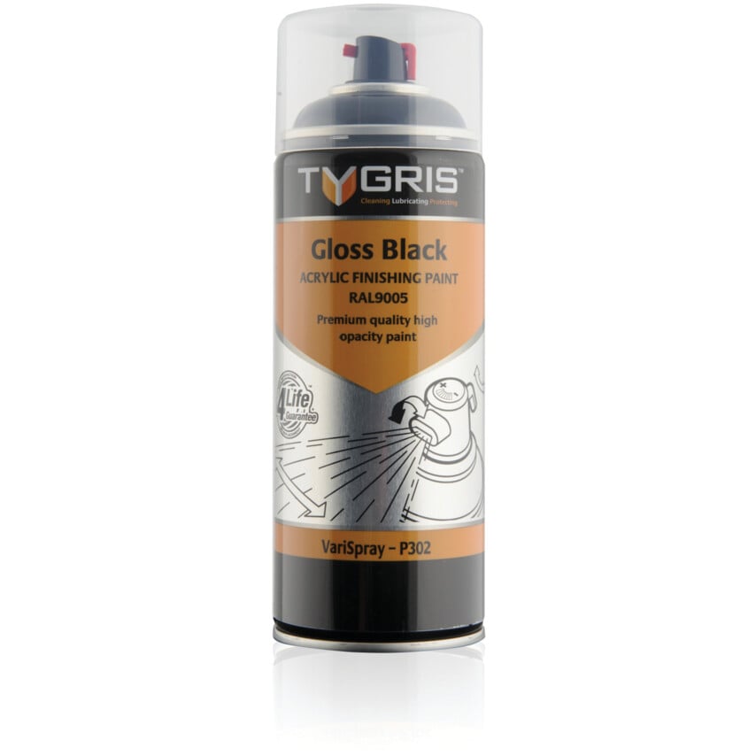 P302 Gloss Black Acrylic Aerosol Paint 400ML