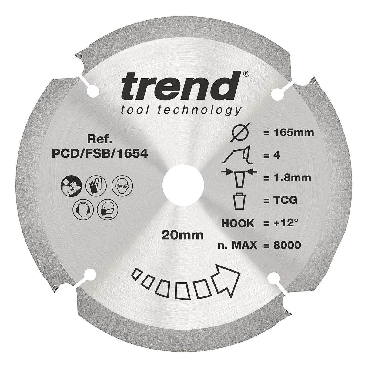 PCD Fibre Cement Circular Saw Blade 165mm x 20mm x 4T