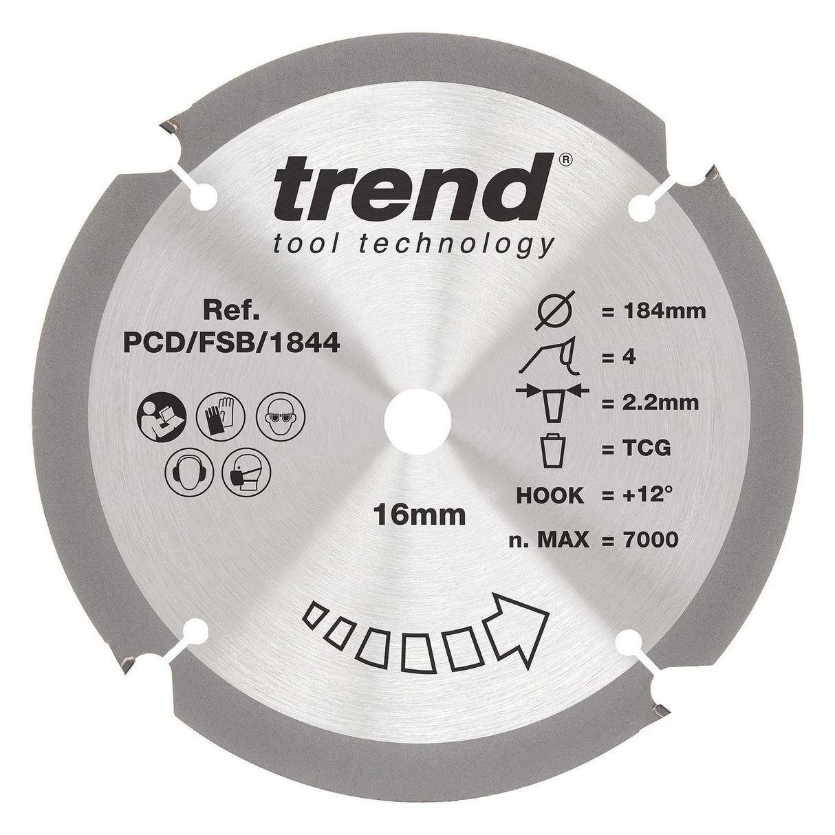 PCD Fibre Cement Circular Saw Blade 184mm x 20mm x 4T - PCD/FSB/1844
