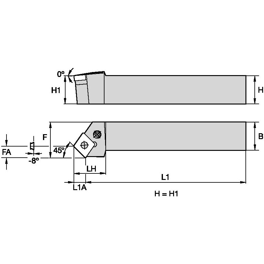 PCSNL2525M12 P Clamping Holder W25, 0MM L150