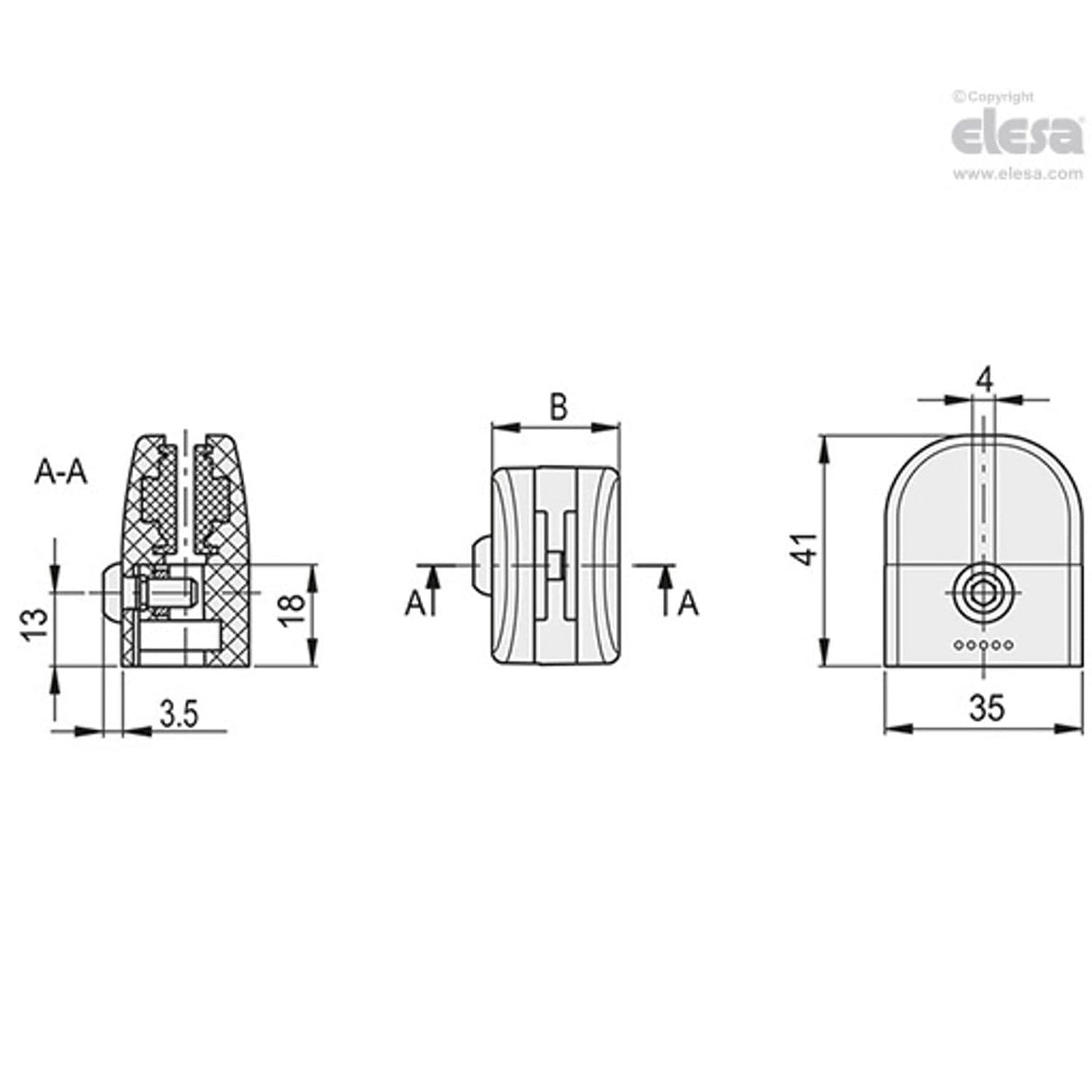PC Panel support clamps Technopolymer PC.35-4-8