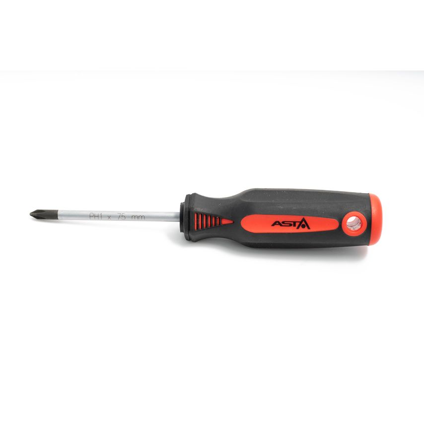 PH1 Phillips Screwdriver 5mm Magnetic Tip Mounted In Entire Handle 75mm Long