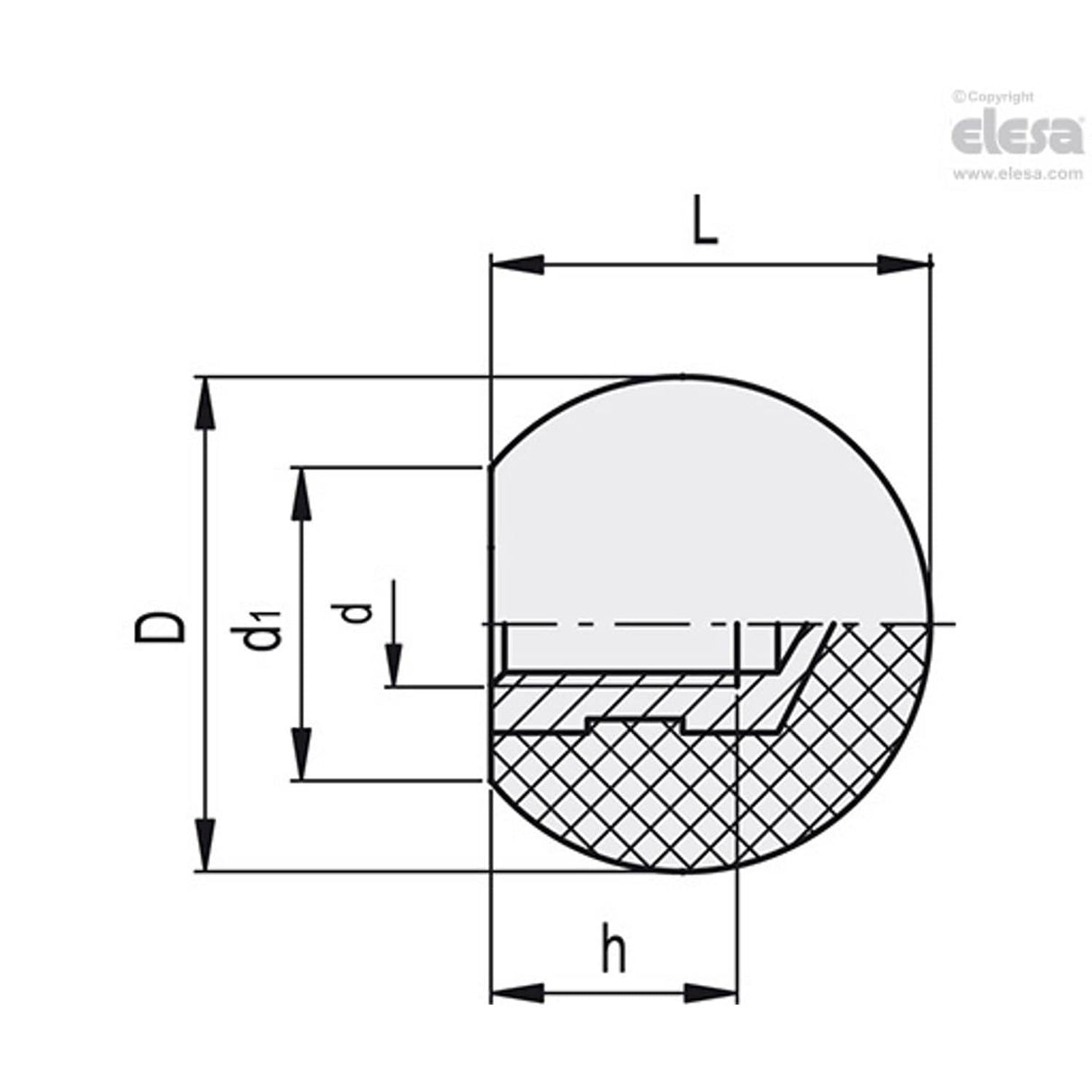 PLX Spherical knobs Duroplast Boss with threaded hole PLX.20 B-M4