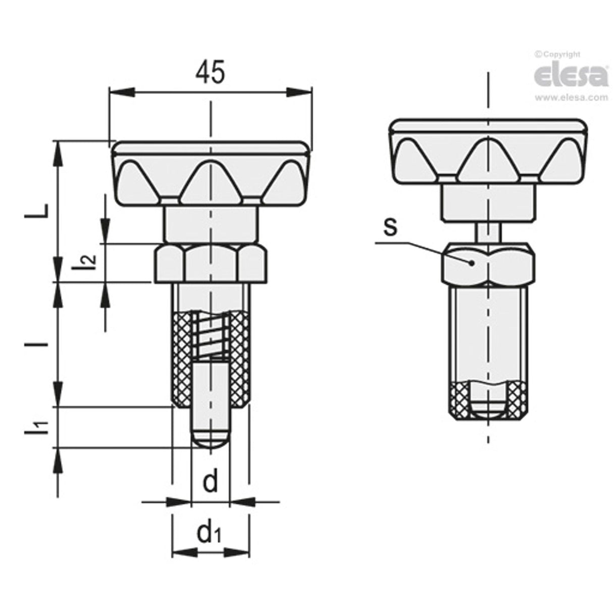 PMT110 Indexing plungers SUPER-technopolymer body AISI 303 stainless steel plunger without locking nut PMT.110-SST-10-M20x1,5-A