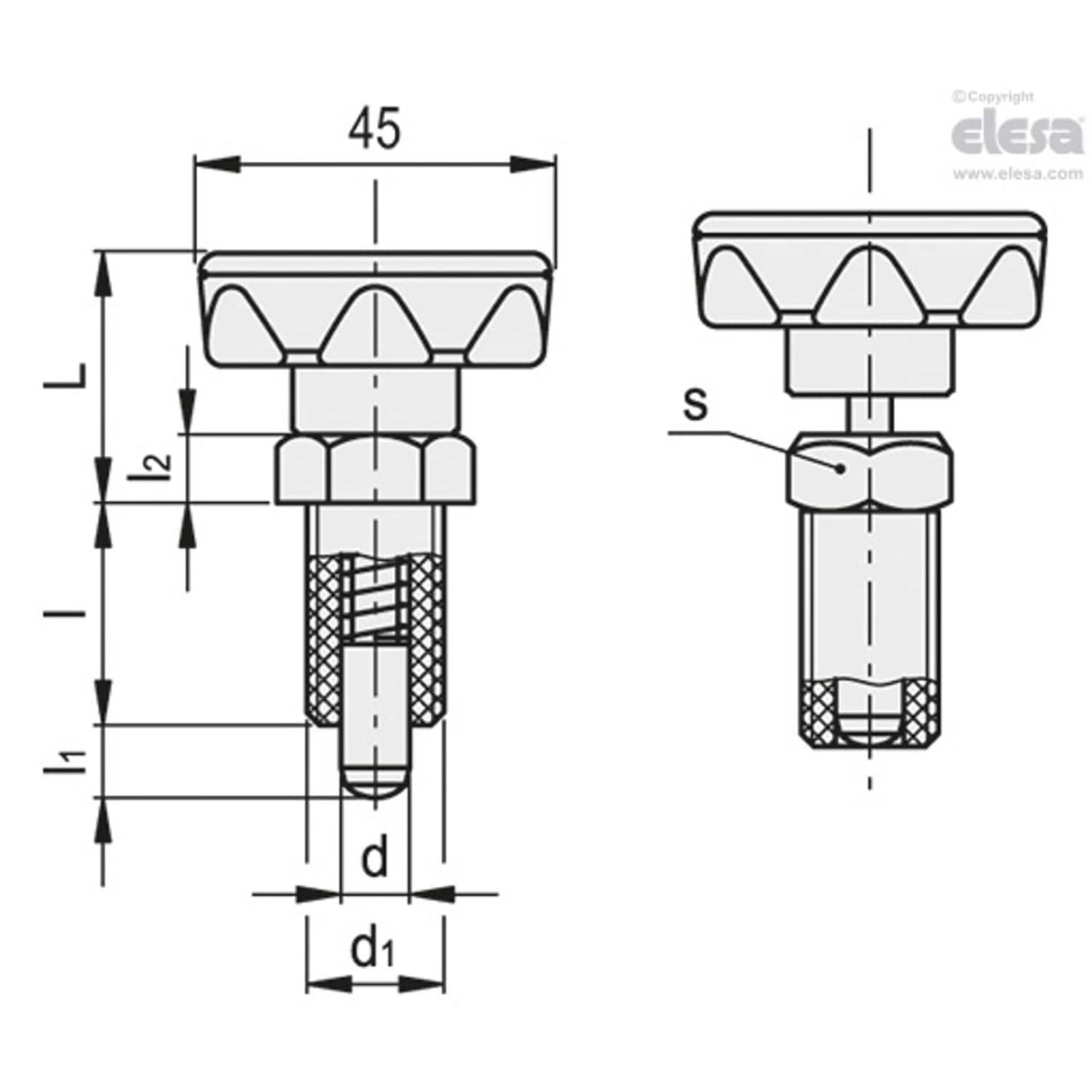 PMT110 Indexing plungers SUPER-technopolymer body AISI 303 stainless steel plunger without locking nut PMT.110-SST-8-M16x1,5-A