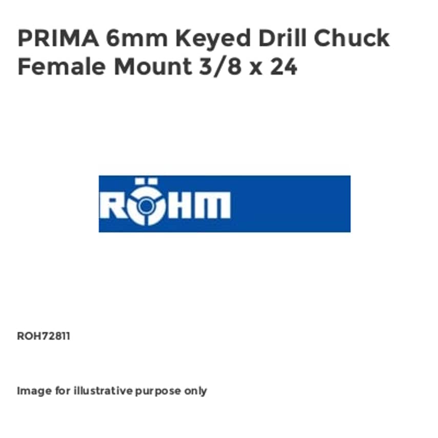 PRIMA 6mm Keyed Drill Chuck Female Mount 3/8 x 24