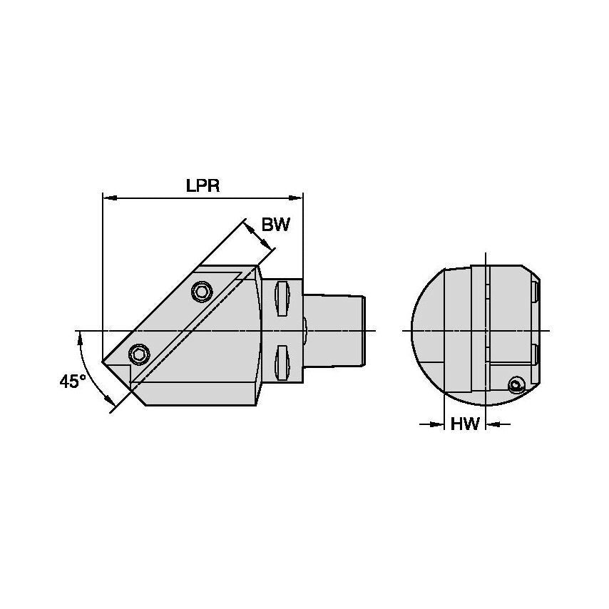 PSC5045TAL2020m PSC50 Square Shank Adapter 45 Left Hand
